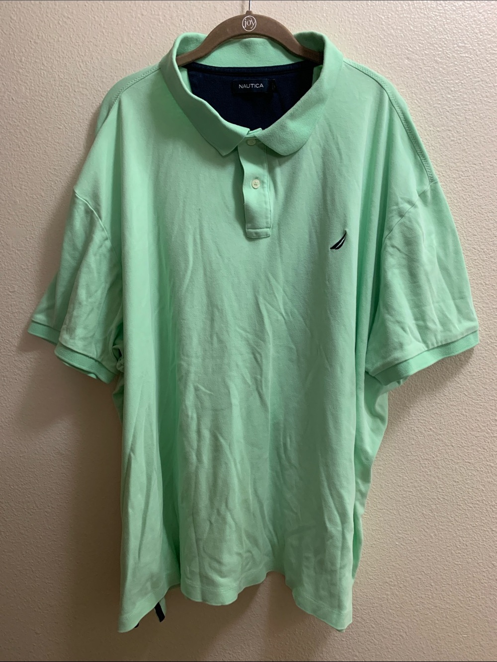 Nautica Light Green Polo Shirt Men’s Size 4XL Golf Hiking 100% Cotton Side Slit